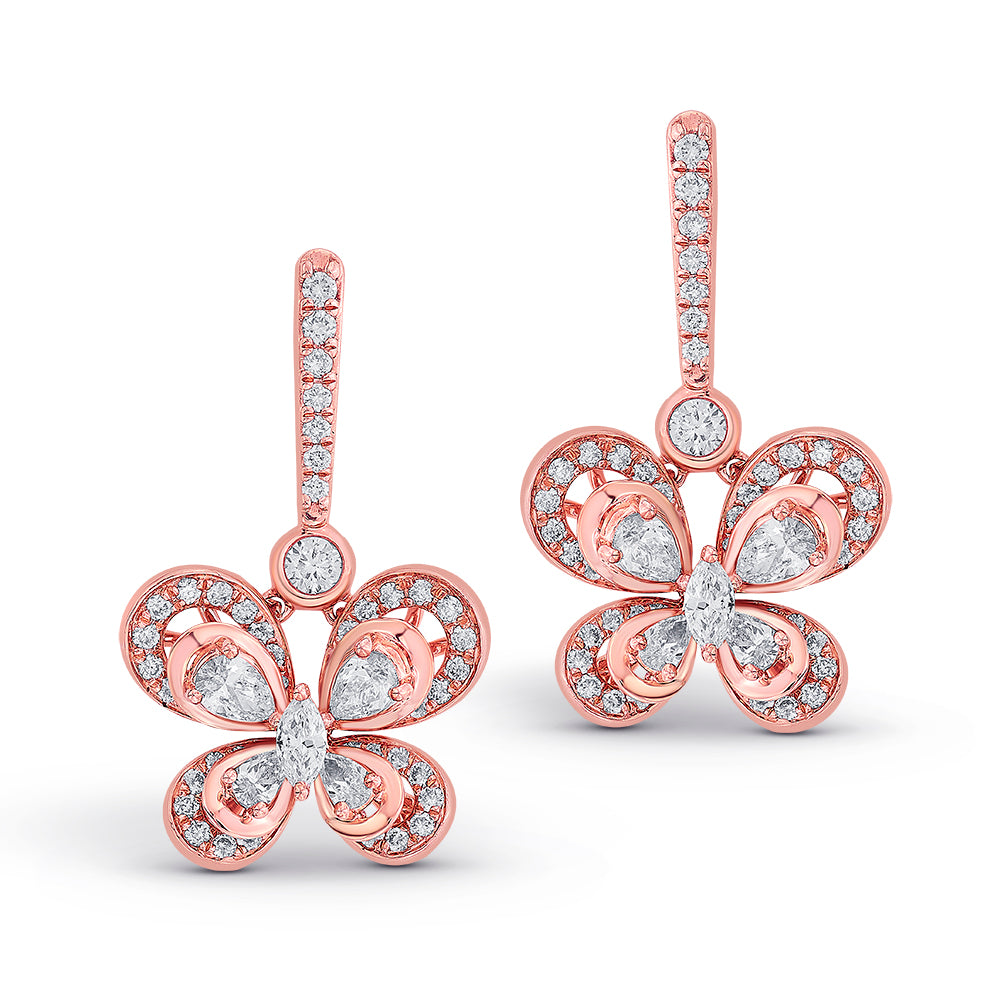 Hanging Butterfly Diamond Earring