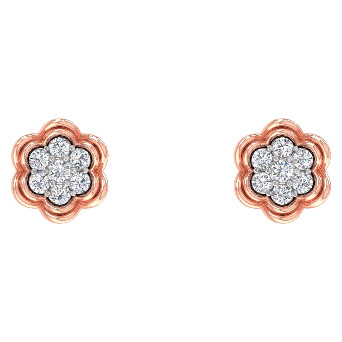 Darya Floral Diamond Stud Earrings