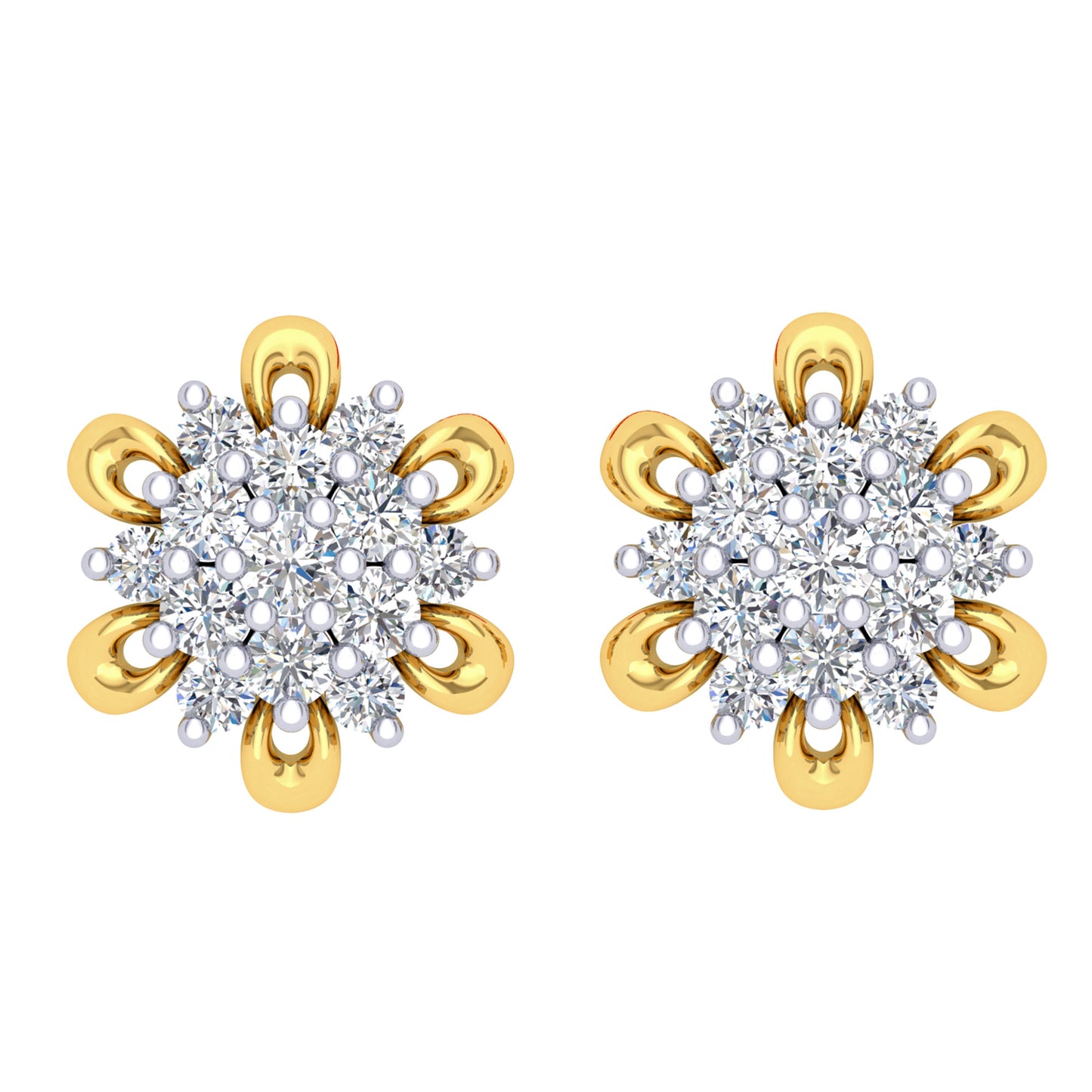 Benca Floral Diamond Stud Earrings