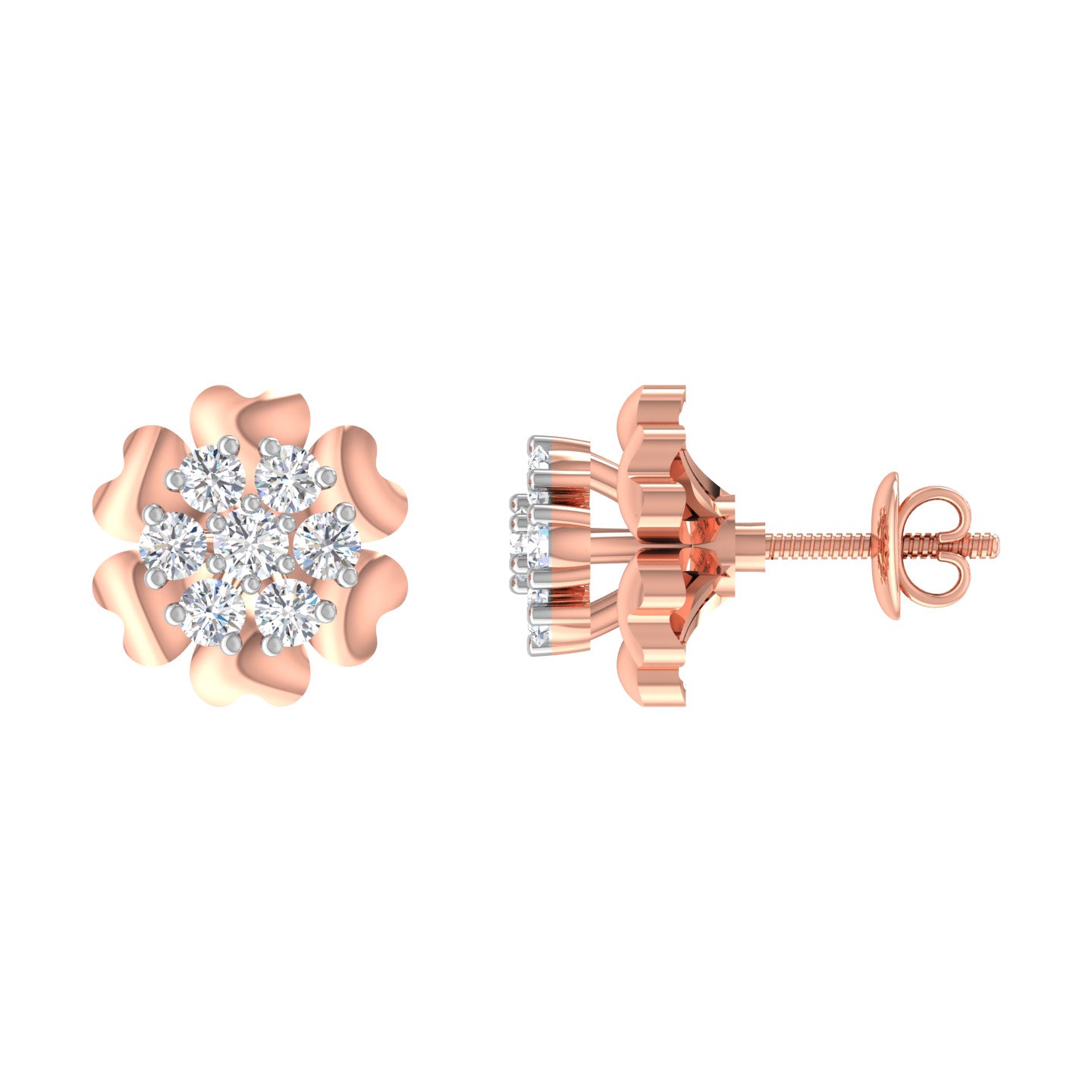 Anya Floral Diamond Stud Earrings