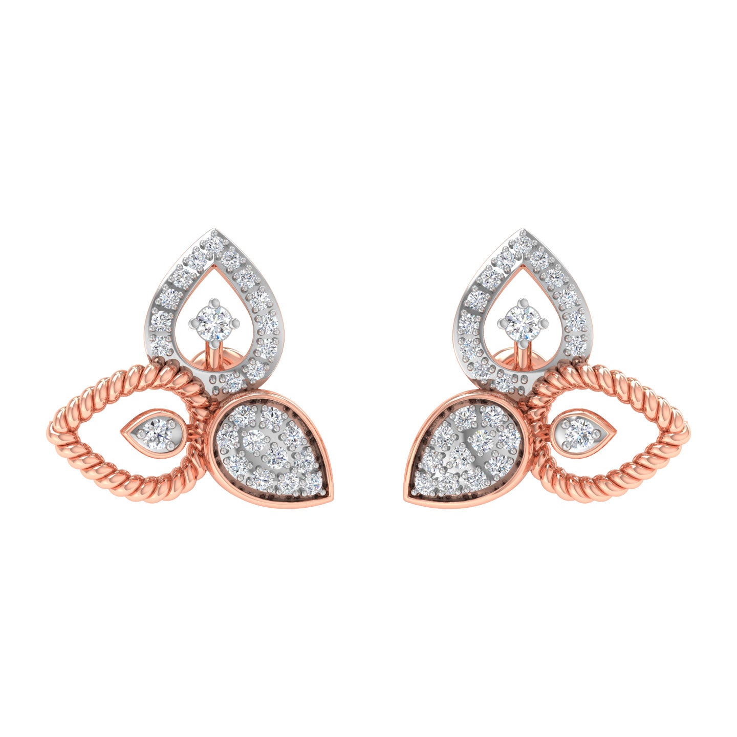 Alexandra Leaf Diamond Stud Earrings