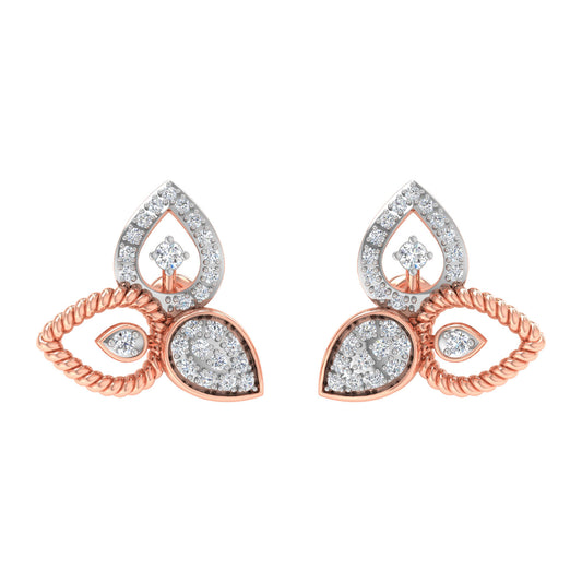 Alexandra Leaf Diamond Stud Earrings