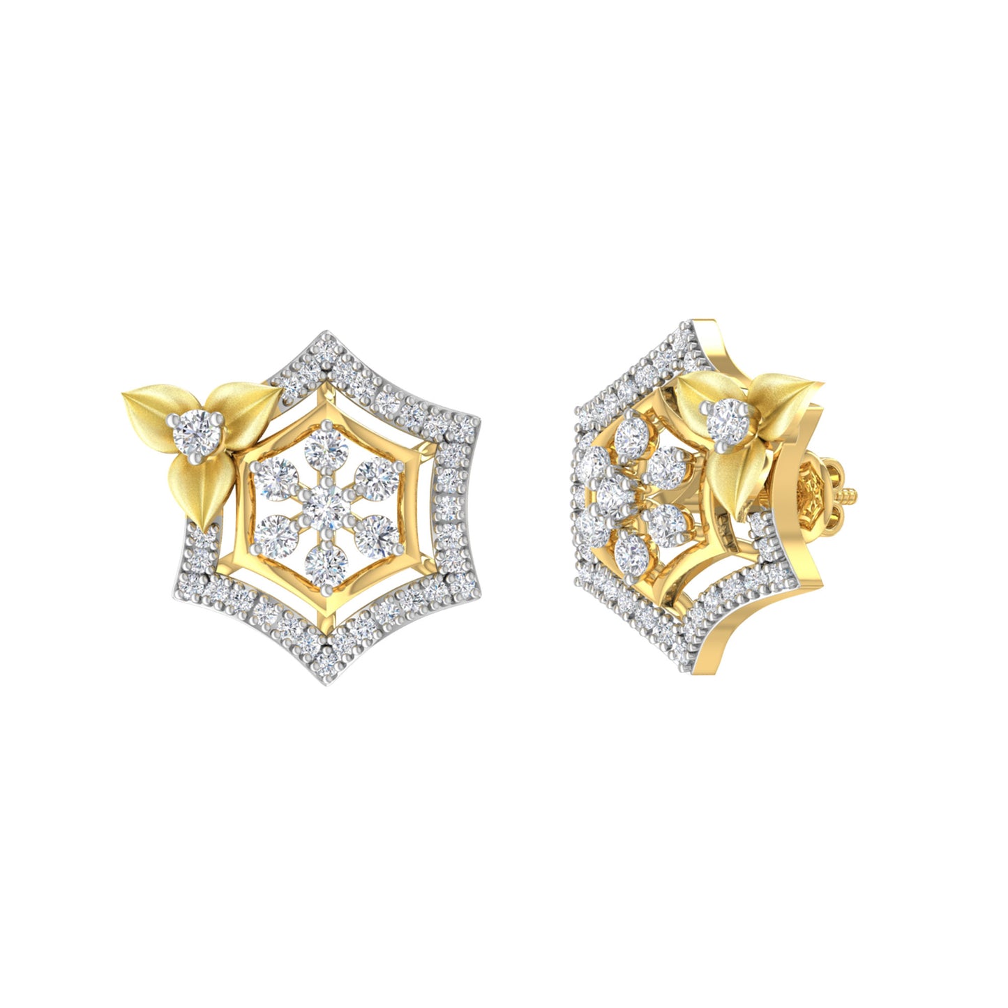 Kym Flower Diamond Stud Earrings