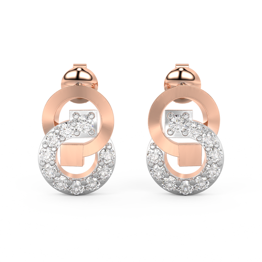 Diamond Earring for her in White & Rose Gold DER23147