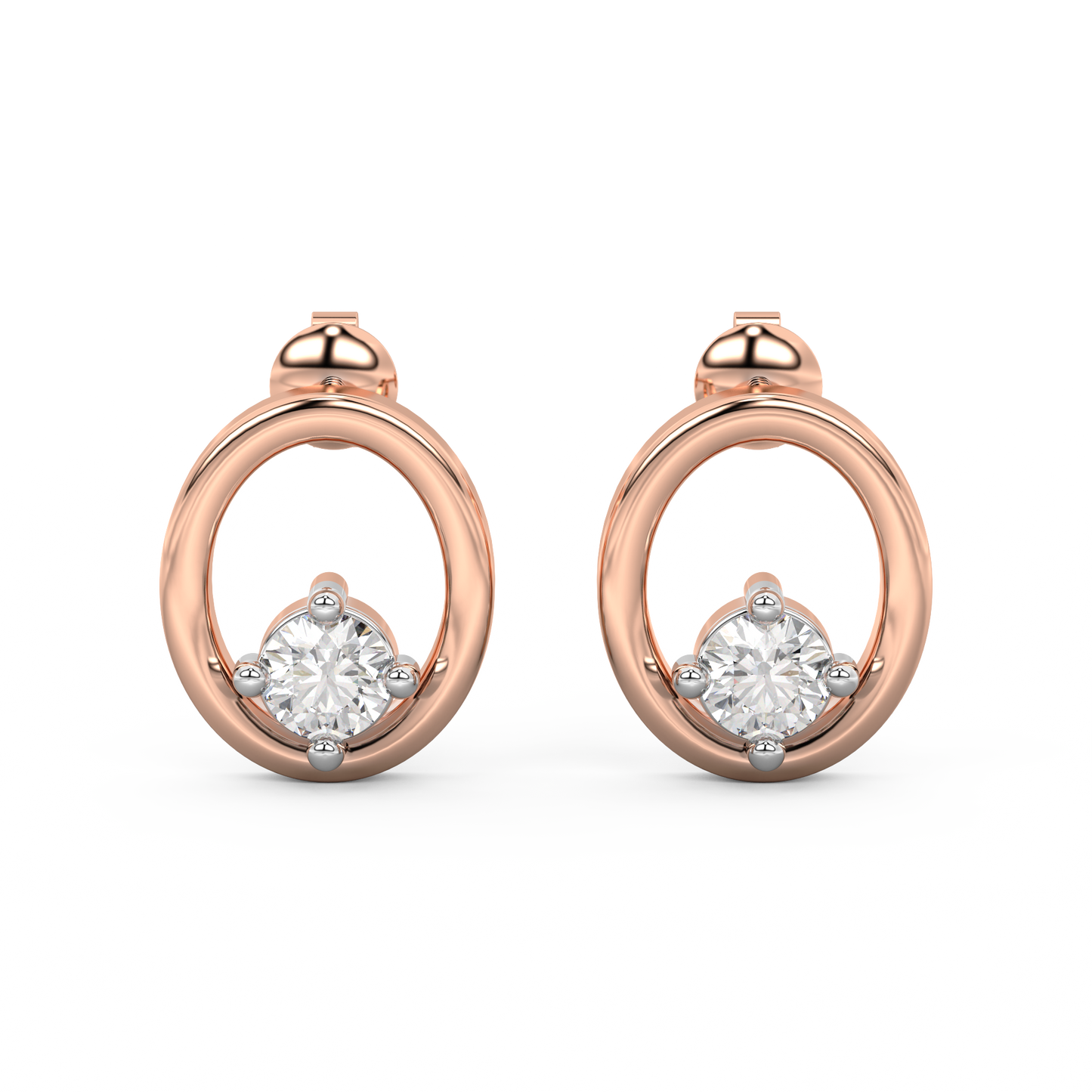 Diamond Earring for her in Rose & White Gold DER23154