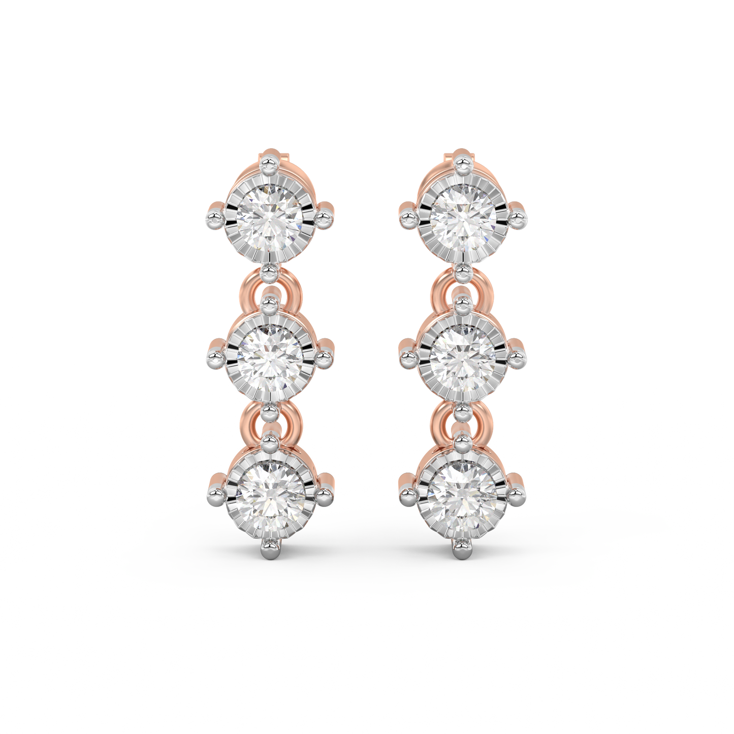 Diamond Earring for her in Rose & White Gold DER23161