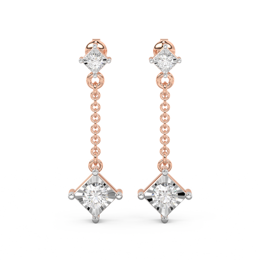 Diamond Earring for her in Rose & White Gold DER23165