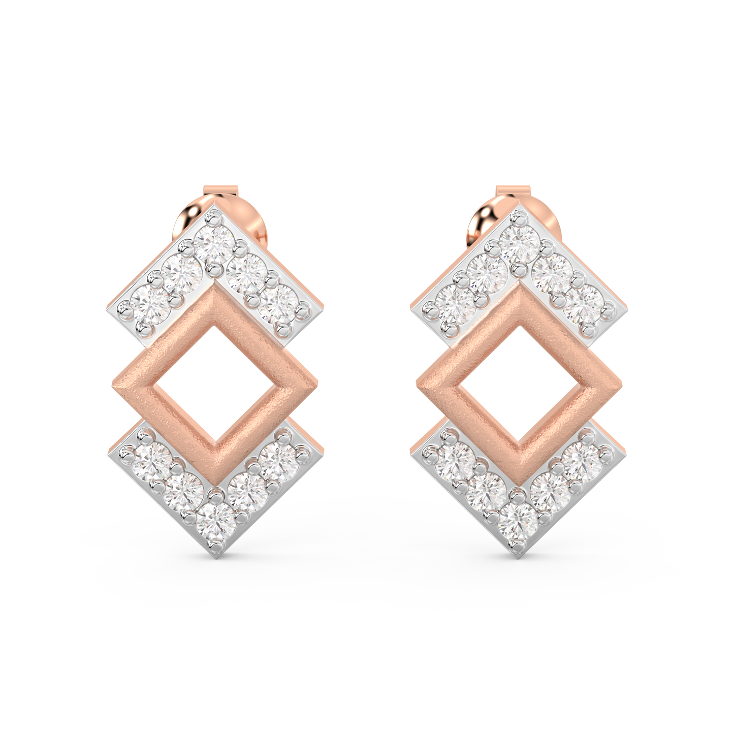 Diamond Earring for her in Rose & White Gold DER23177