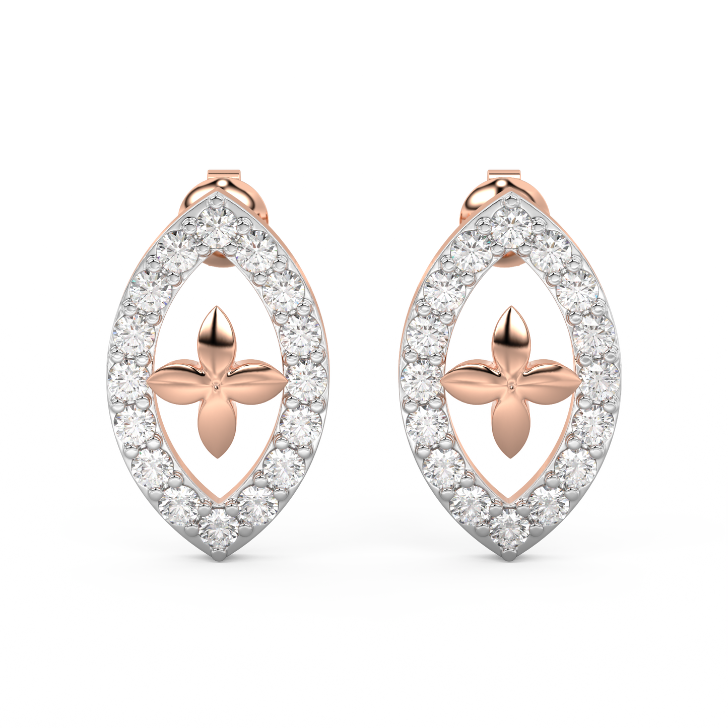 Diamond Earring for her in White & Rose Gold DER23187