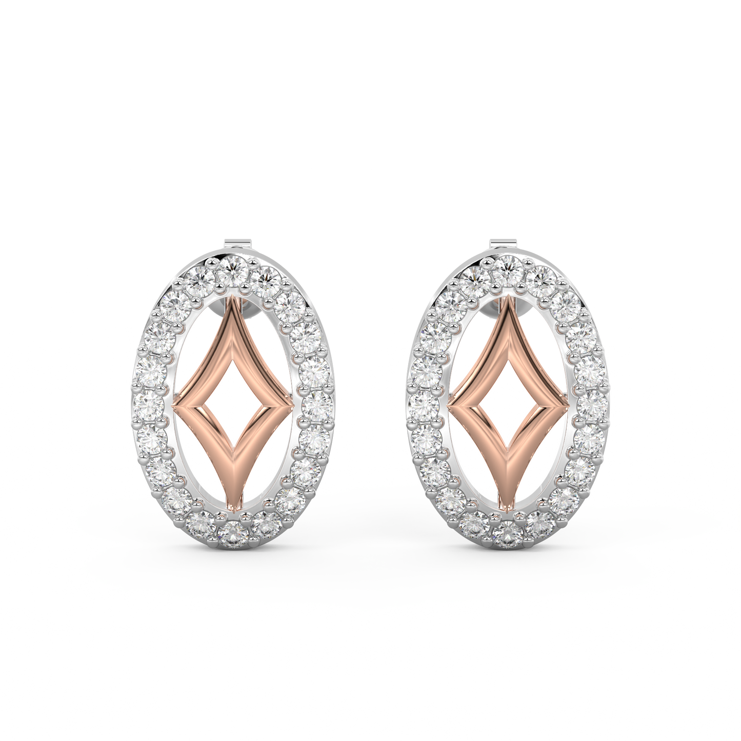 Diamond Earring for her in White & Rose Gold DER23203