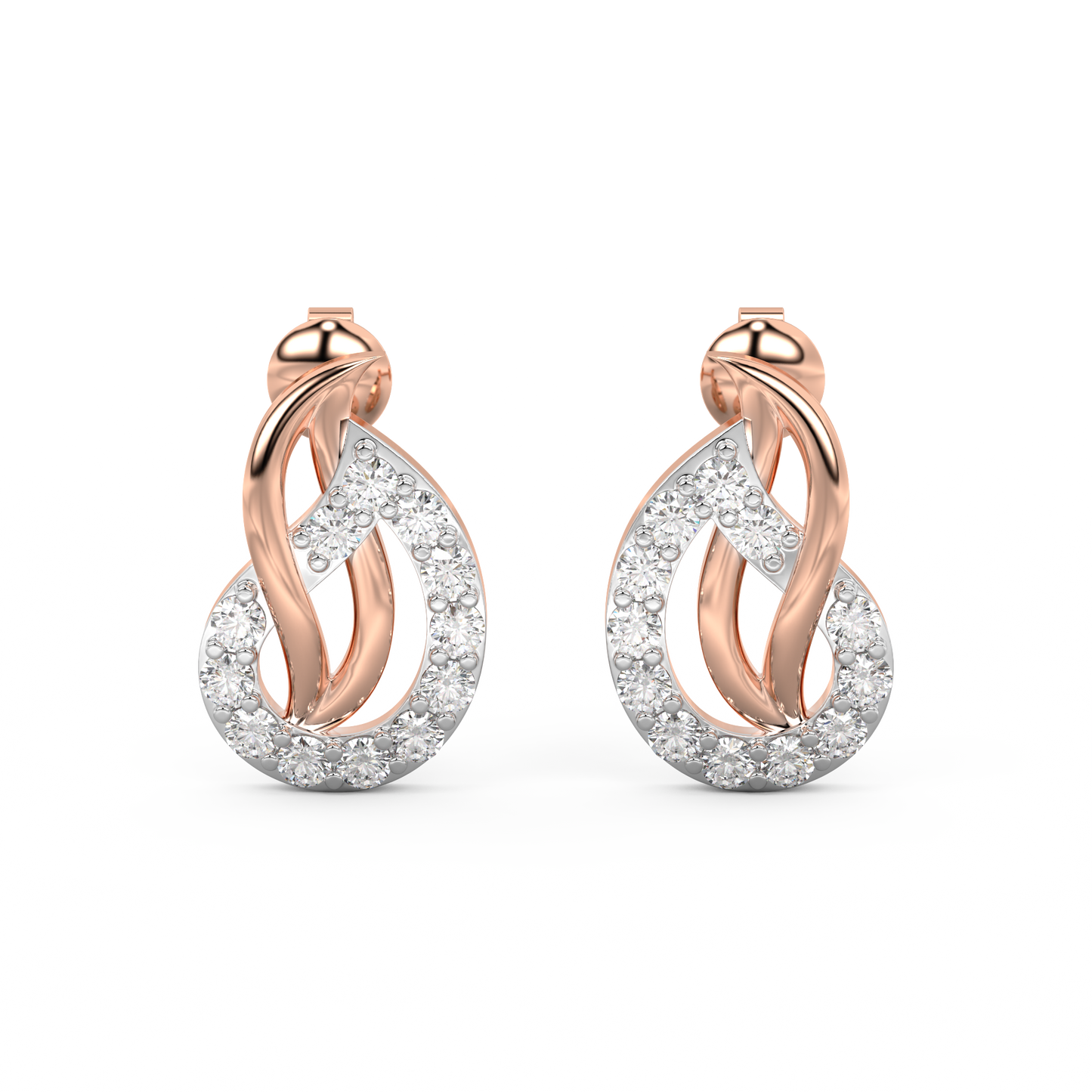 Diamond Earring for her in Rose & White Gold DER23207