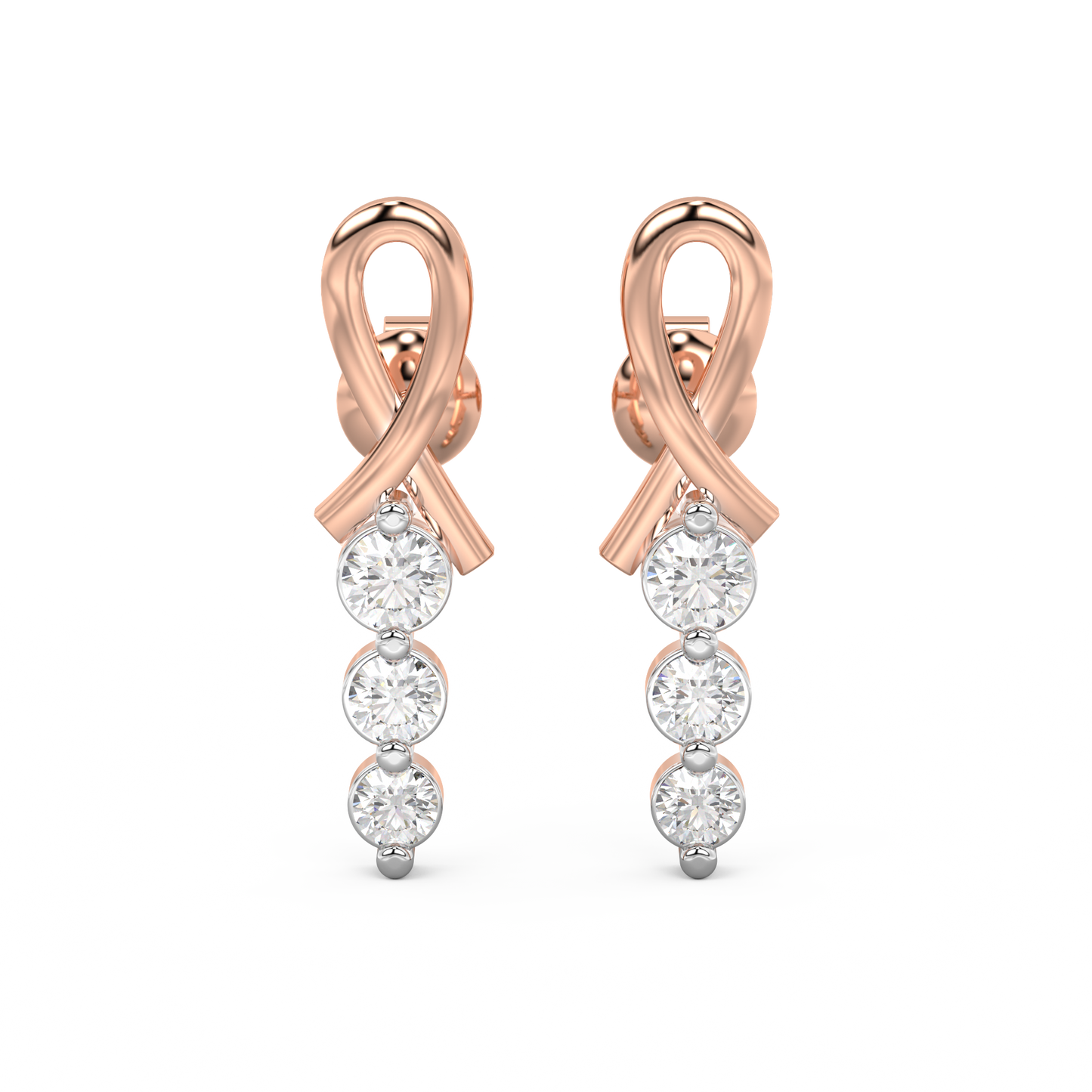 Diamond Earring for her in Rose & White Gold DER23286