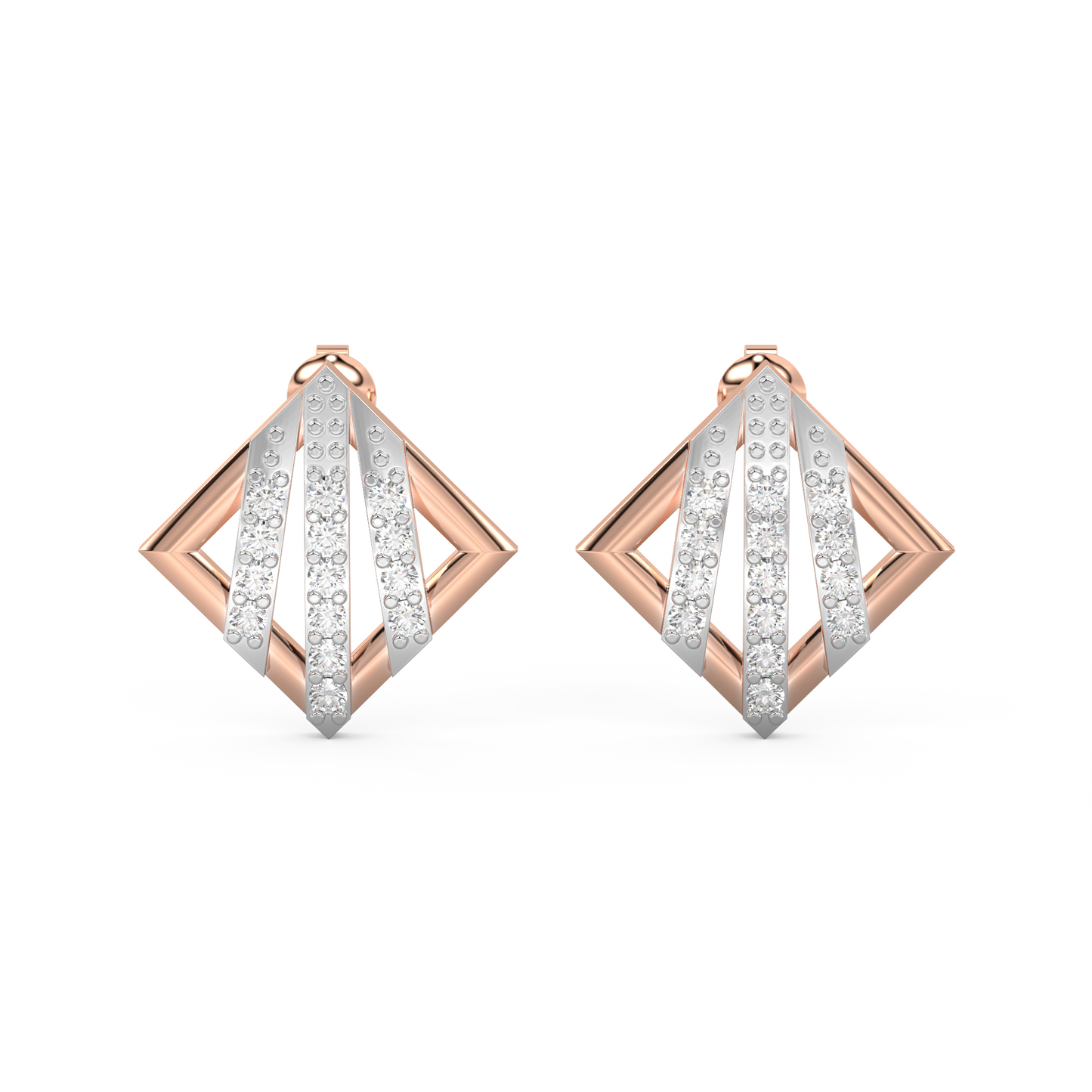 Diamond Earring for her in Rose & White Gold DER23288