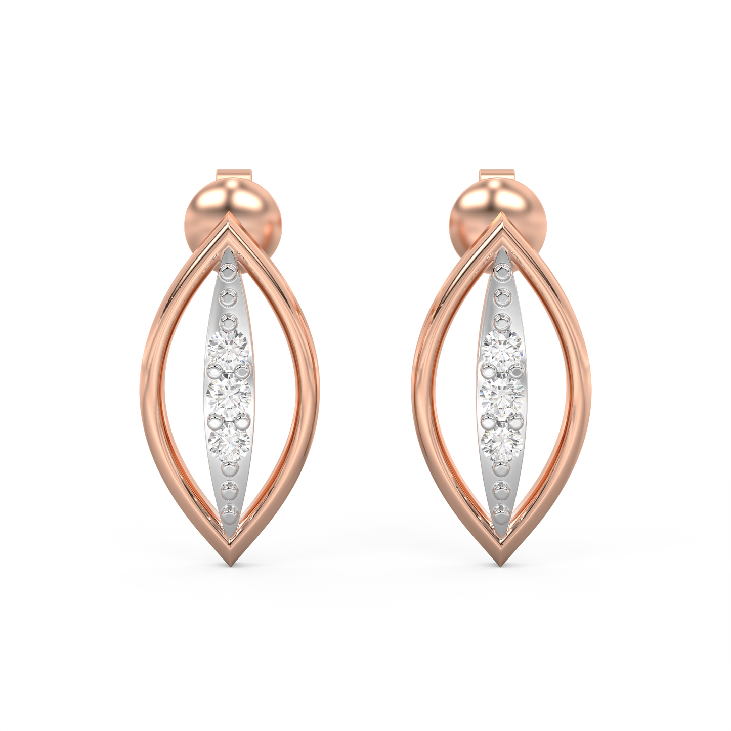 Diamond Earring for her in Rose & White Gold DER23294