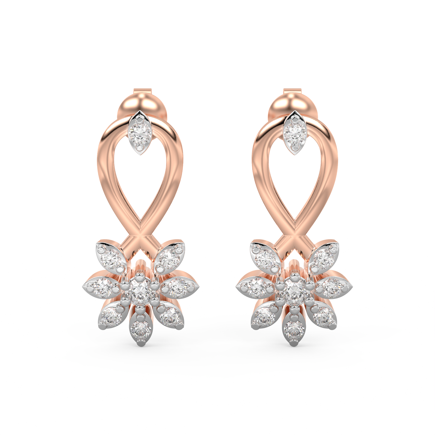 Diamond Earring for her in Rose & White Gold DER23295