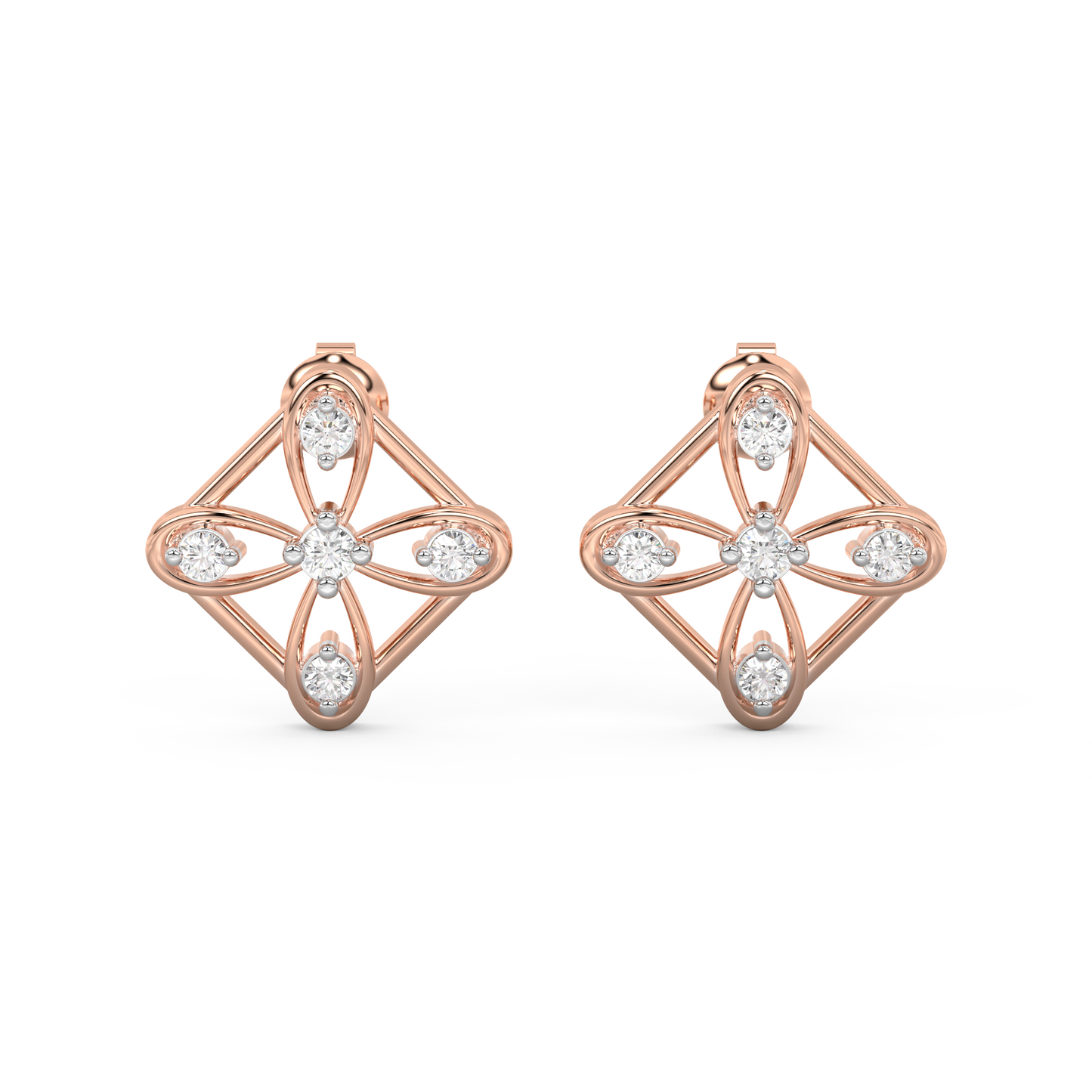 Diamond Earring for her in Rose & White Gold DER23300