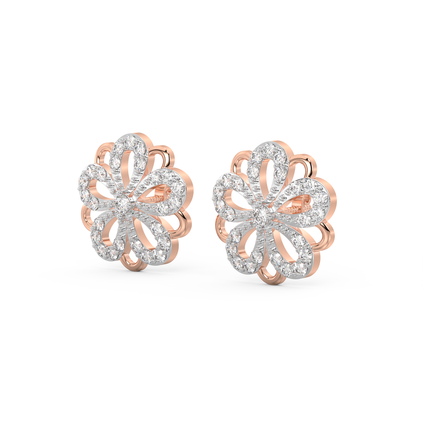 Diamond Earring for her in White & Rose Gold DER23336