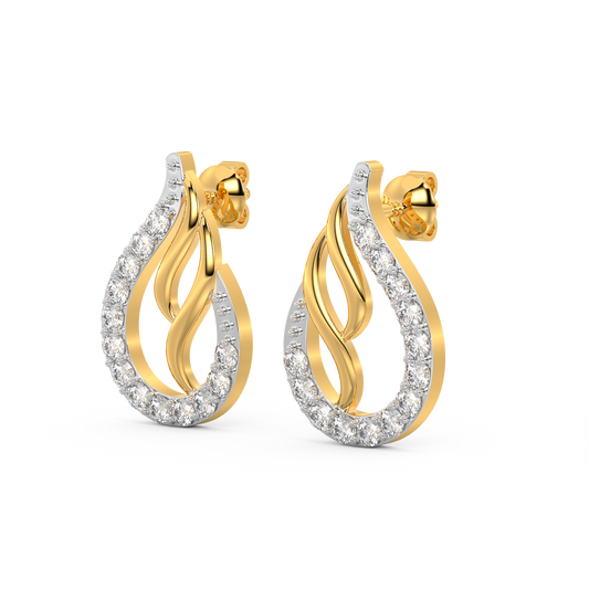 Diamond Earring for her in White & Yellow Gold DER23342