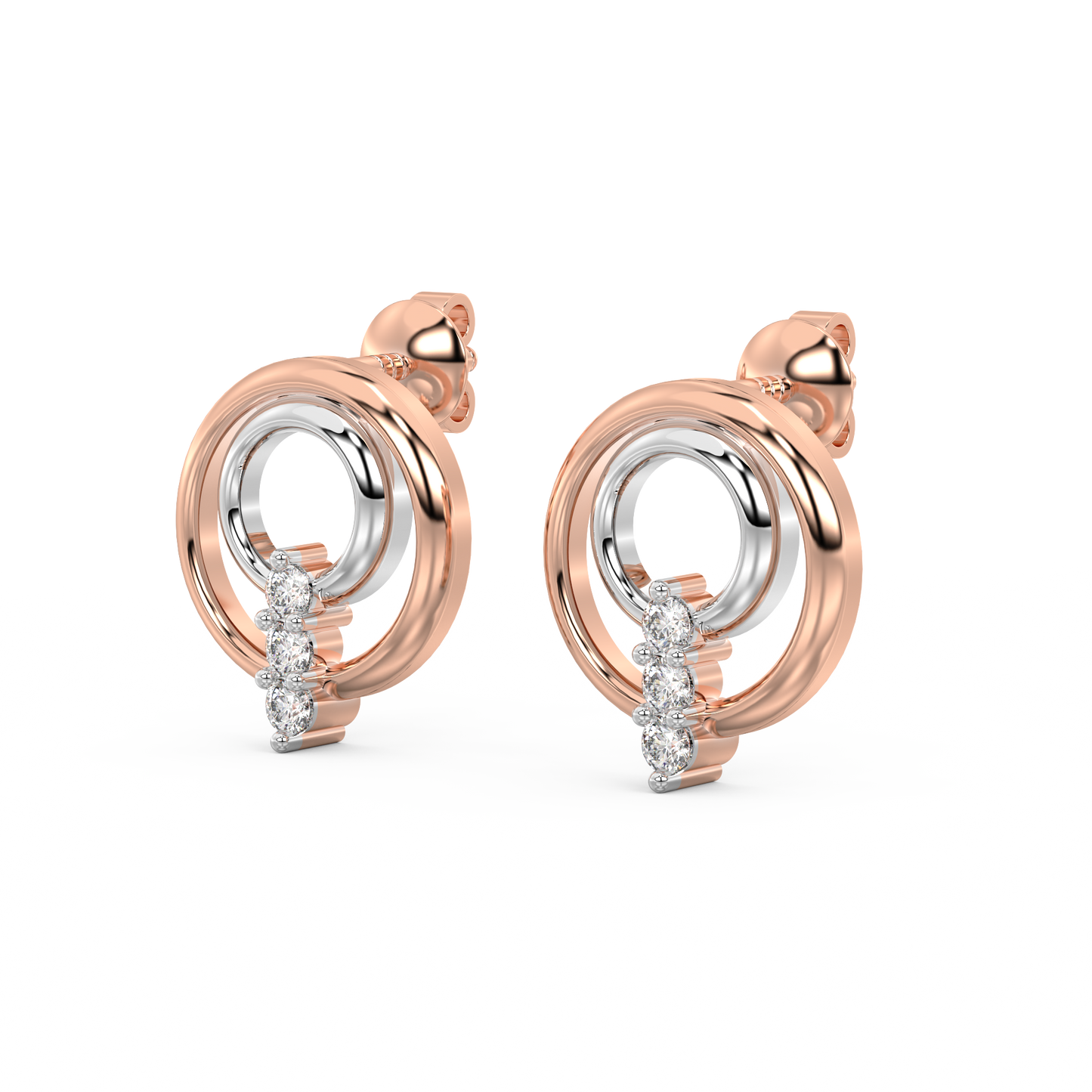 Diamond Earring for her in Rose & White Gold DER23357