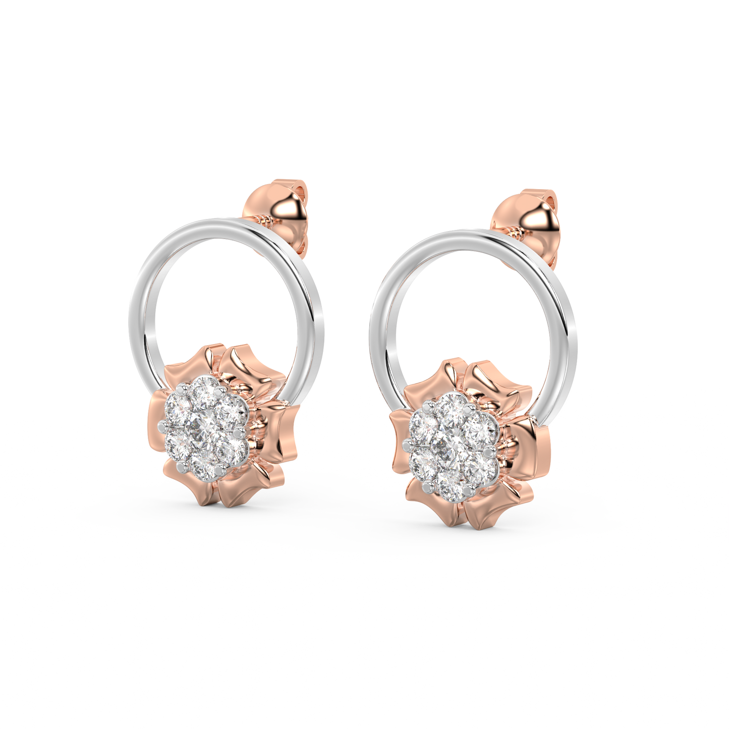 Diamond Earring for her in White & Rose Gold DER23358