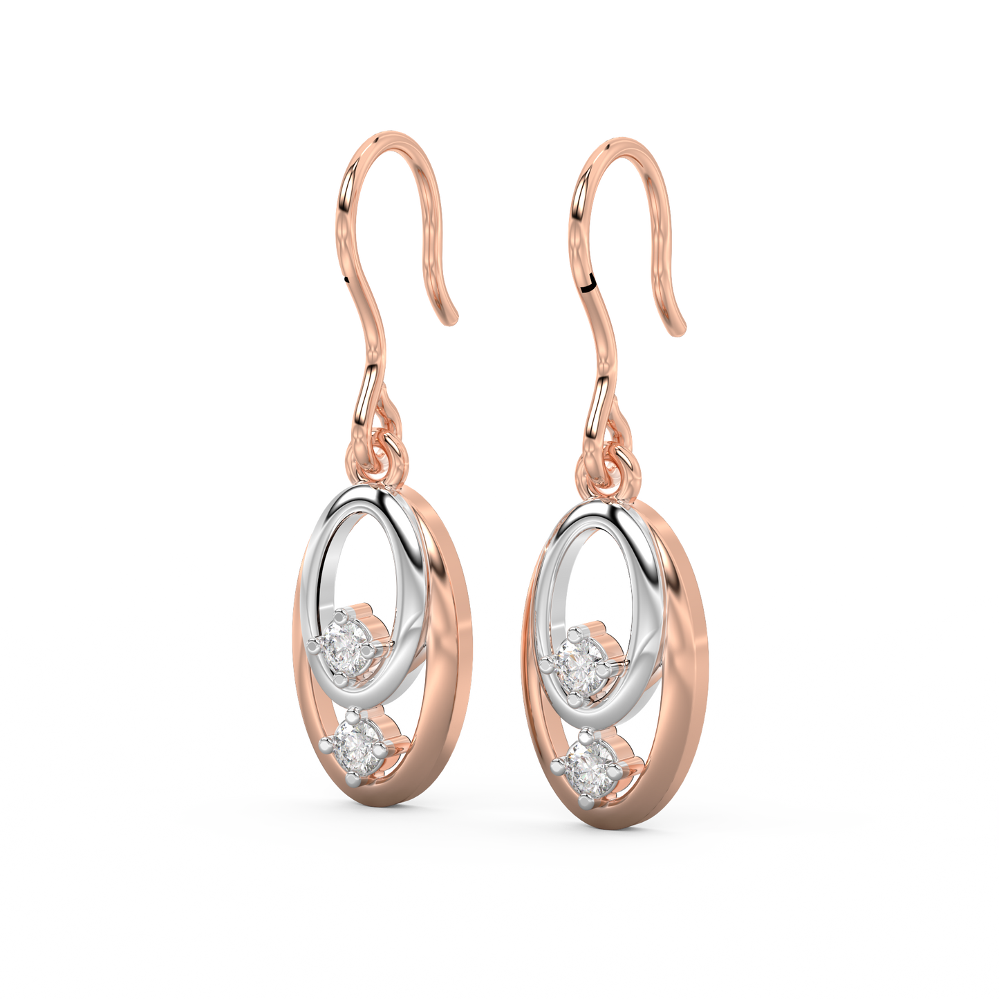 Diamond Earring for her in Rose & White Gold DER23364