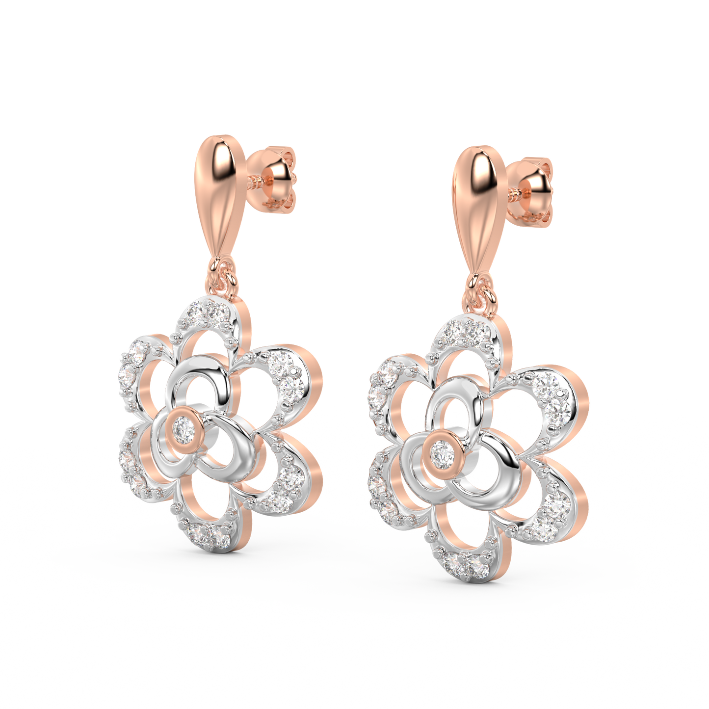 Diamond Earring for her in Rose & White Gold DER23369