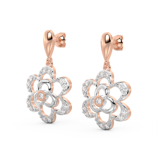 Diamond Earring for her in Rose & White Gold DER23369