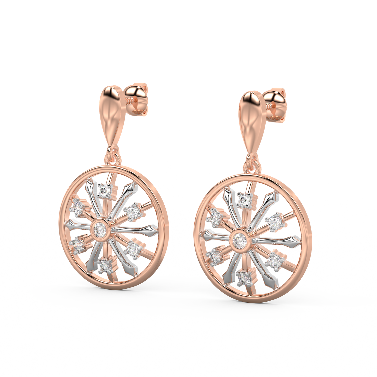 Diamond Earring for her in Rose & White Gold DER23371