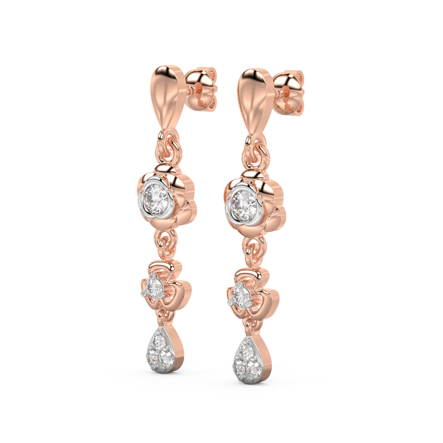 Diamond Earring for her in Rose & White Gold DER23373