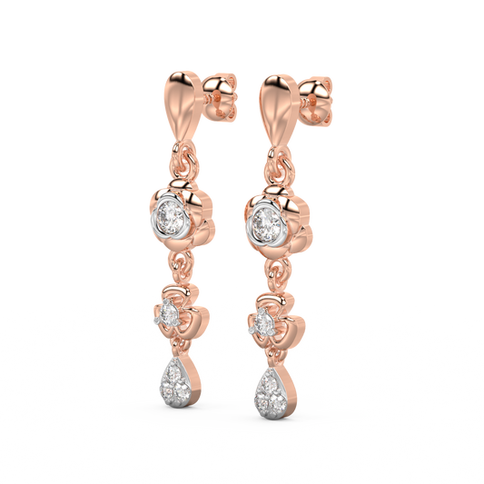 Diamond Earring for her in Rose & White Gold DER23373