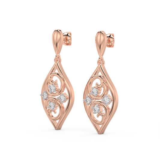 Diamond Earring for her in Rose & White Gold DER23380