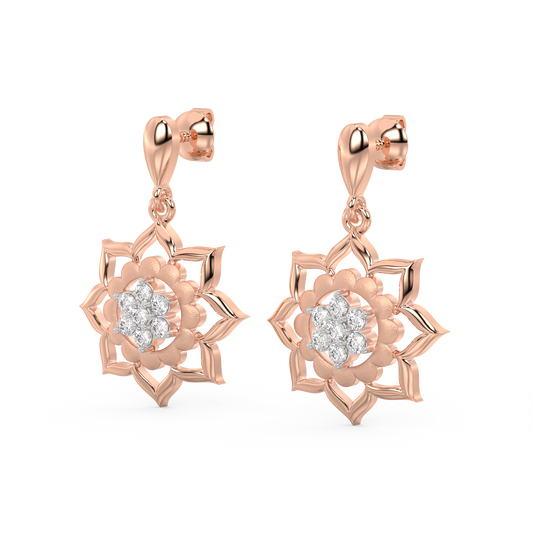 Diamond Earring for her in Rose & White Gold DER23382