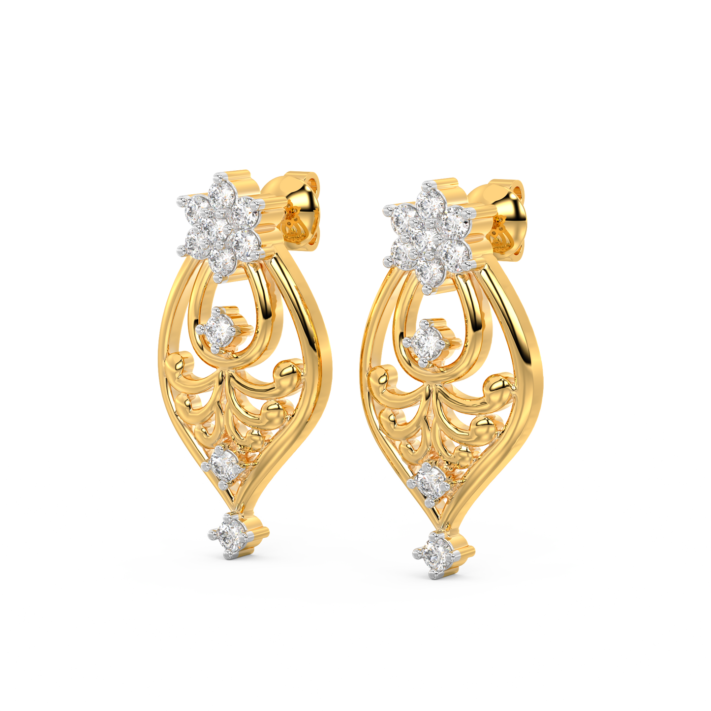 Diamond Earring for her in Yellow Gold DER23383