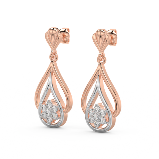 Diamond Earring for her in Rose & White Gold DER23386