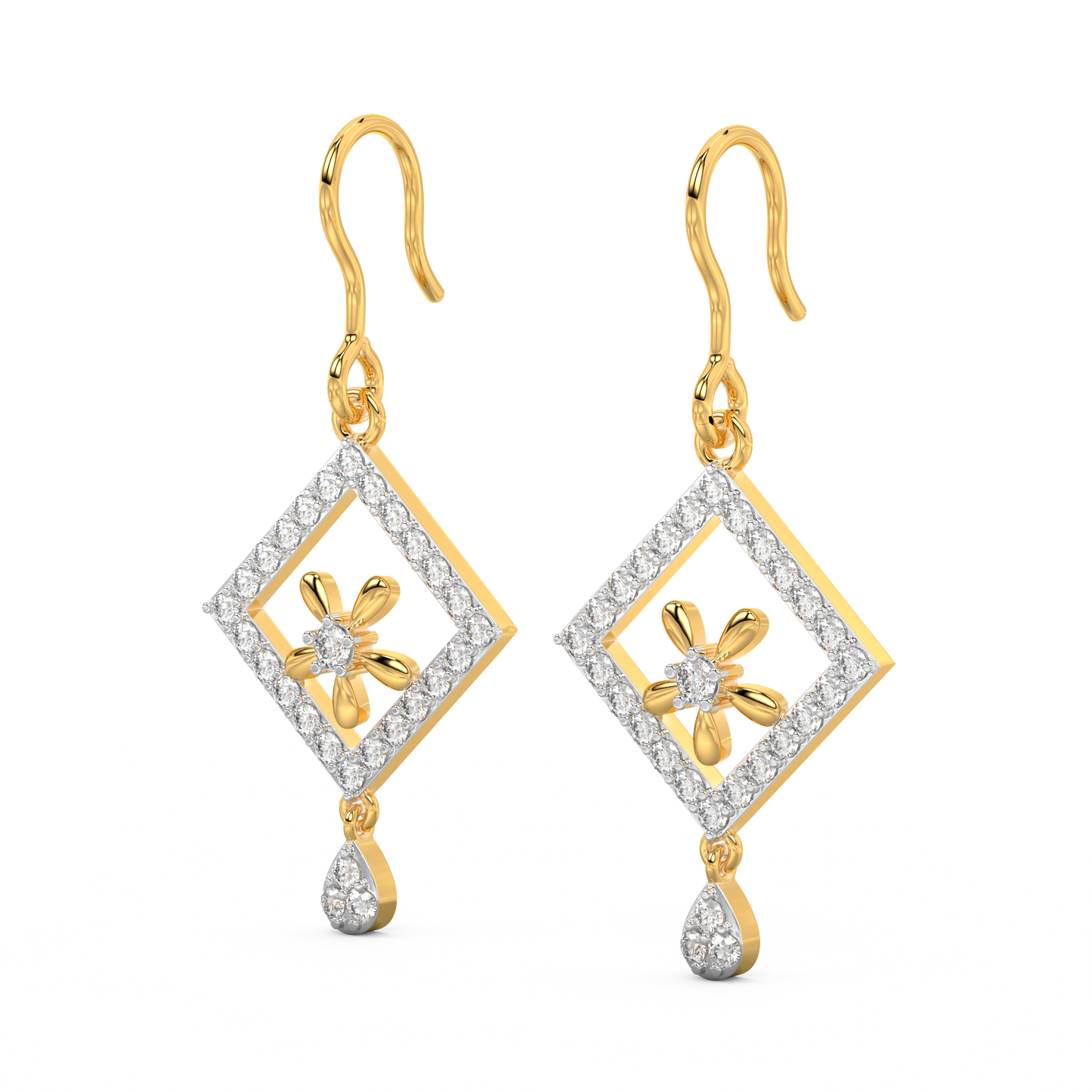 Diamond Earring for her in Yellow Gold DER23393