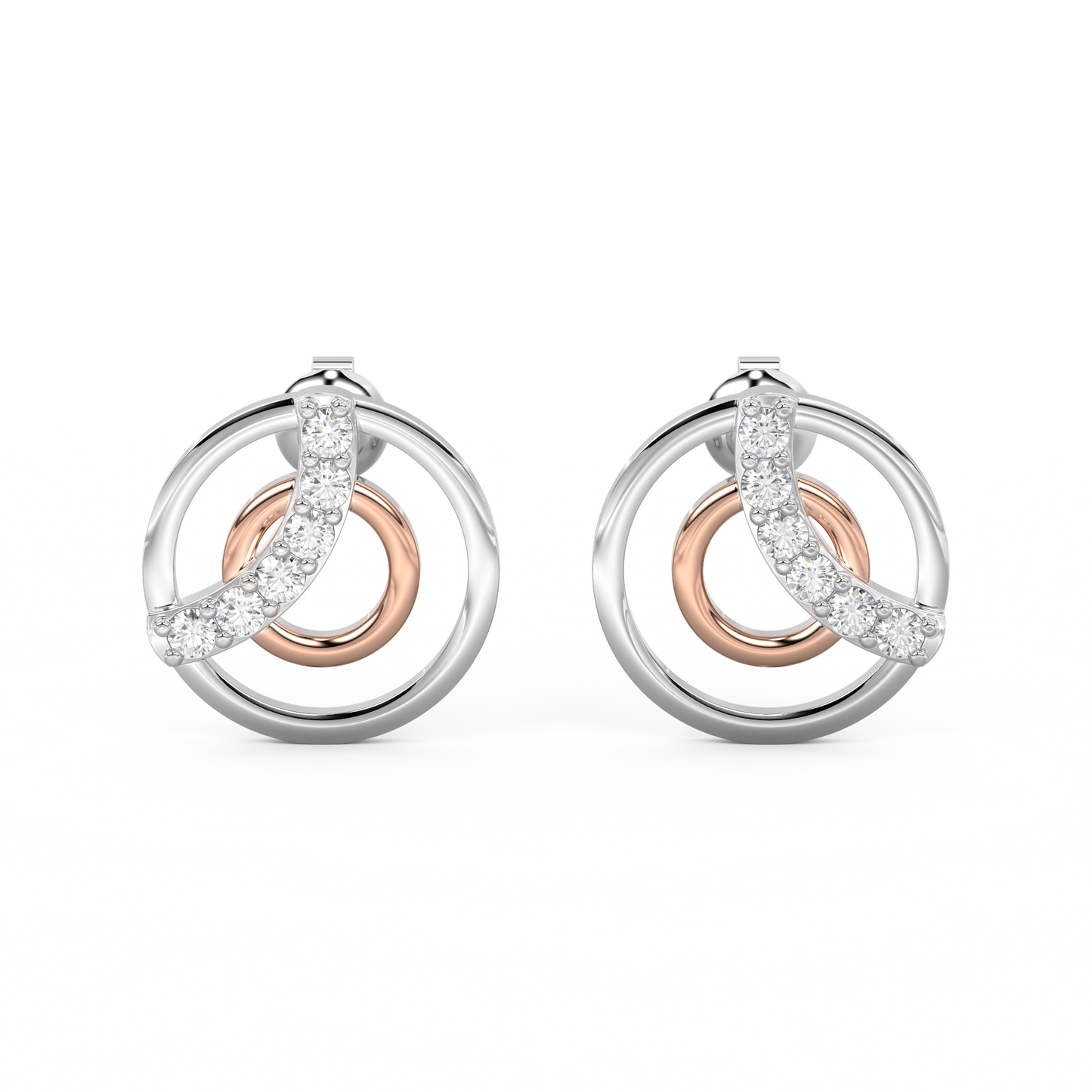 Diamond Earring for her in White & Rose Gold DER23428