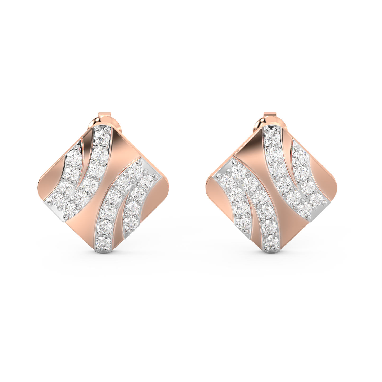 Diamond Earring for her in Rose & White Gold DER23431