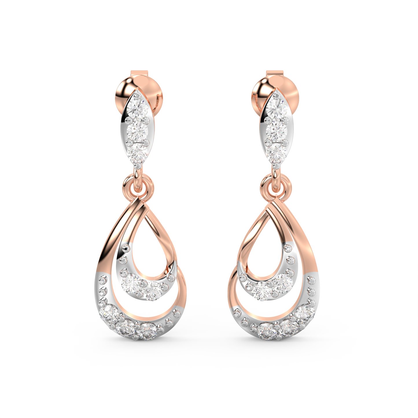 Diamond Earring for her in Rose & White Gold DER23451