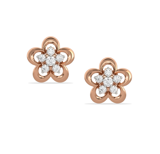 Helan Flower Diamond Stud Earrings