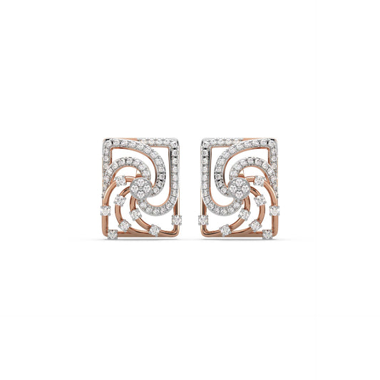 Roza Square Diamond Stud Earrings