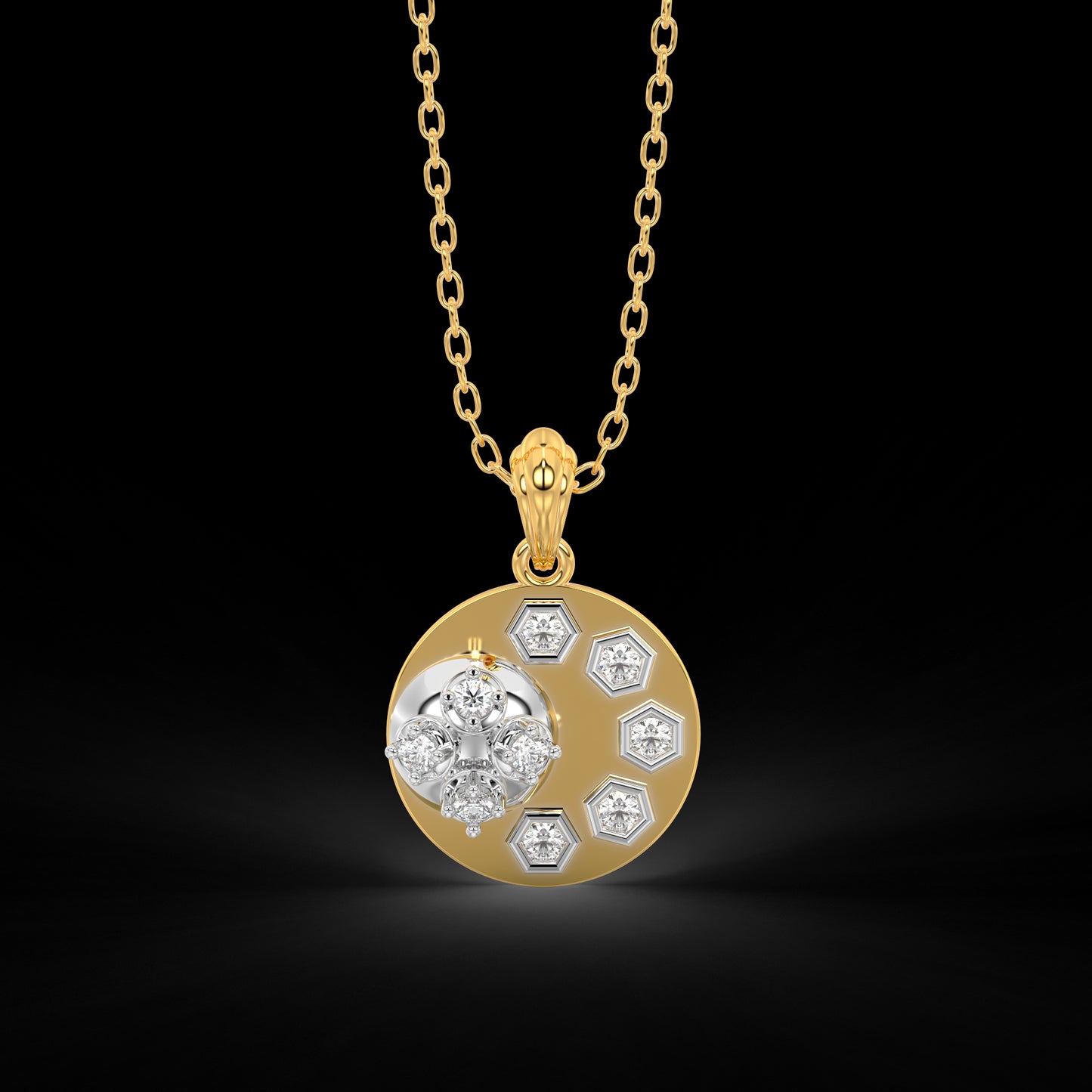 Diamond Pendant Set for her in Yellow & White Gold DPS22003