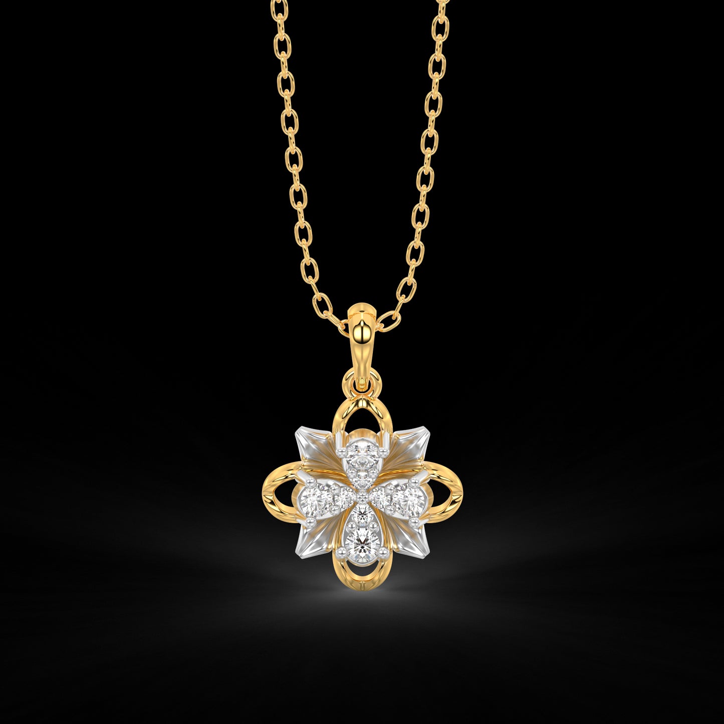 Diamond Pendant Set for her in Yellow & White Gold DPS22006