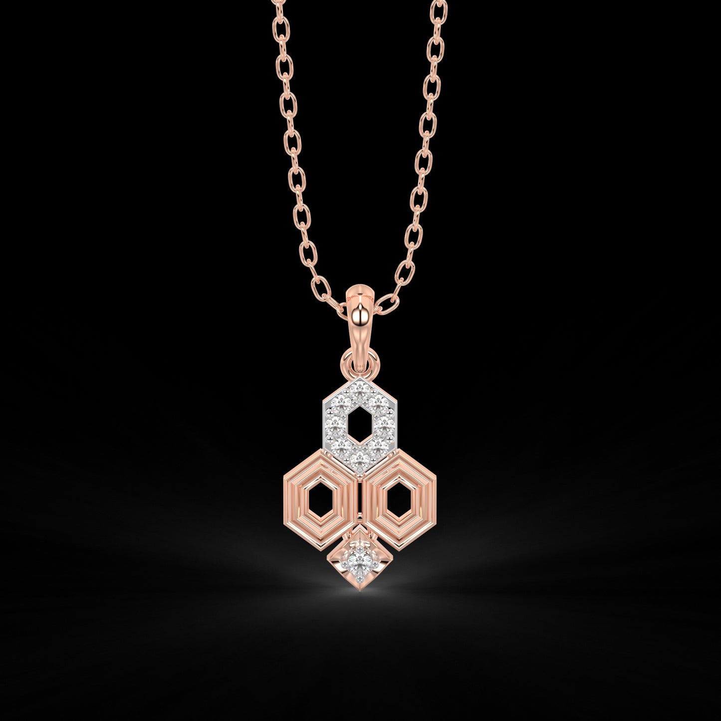 Diamond Pendant Set for her in Rose Gold DPS22008