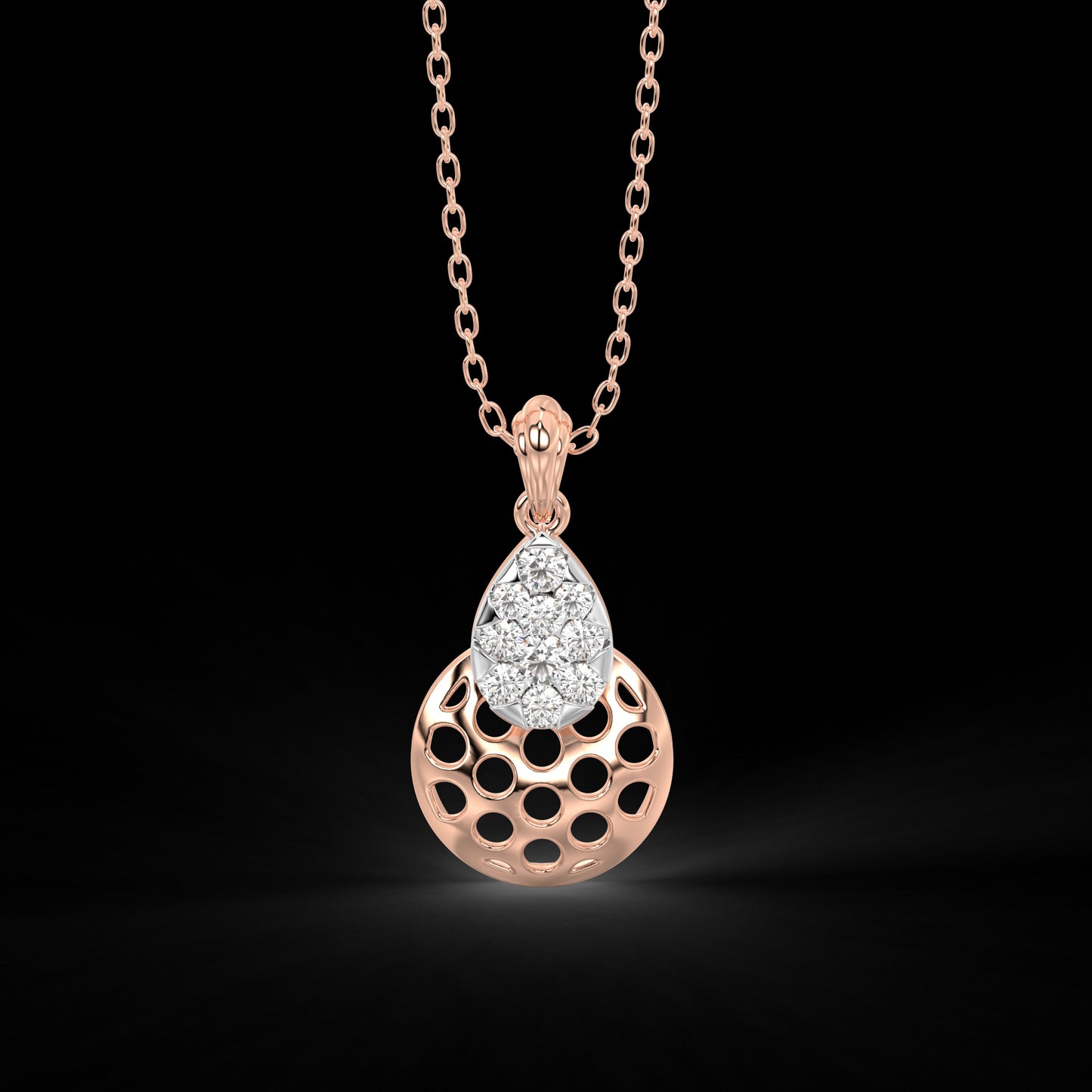 Diamond Pendant Set for her in Rose & White Gold DPS22013