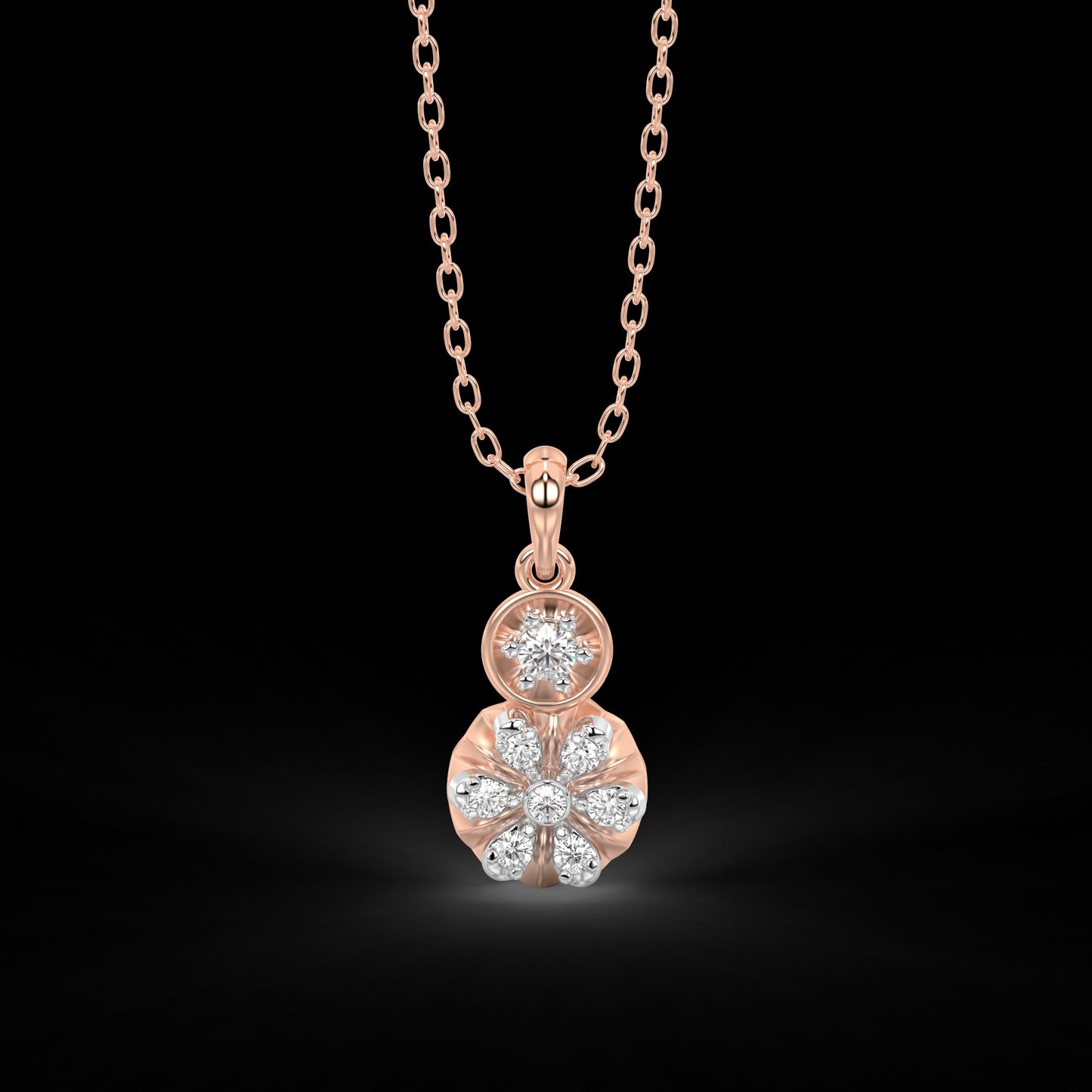 Diamond Pendant Set for her in Rose Gold DPS22016