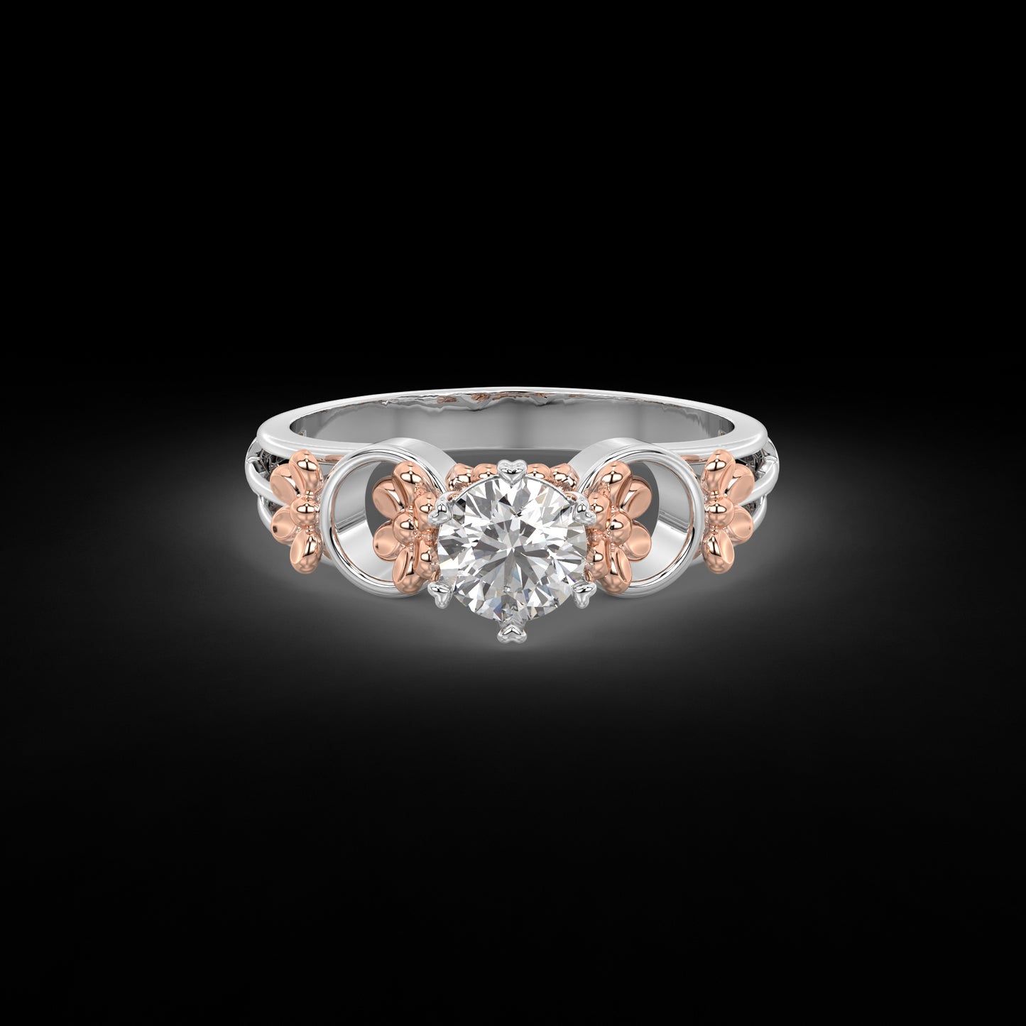 Diamond Ring for her in White & Rose (Petal) DRG22591