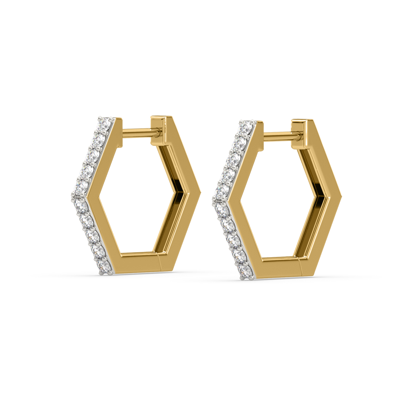 Sunny Hexagon Diamond Hoops