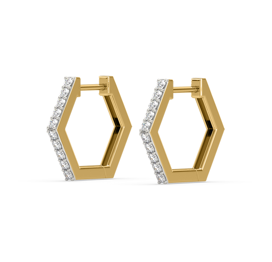 Sunny Hexagon Diamond Hoops