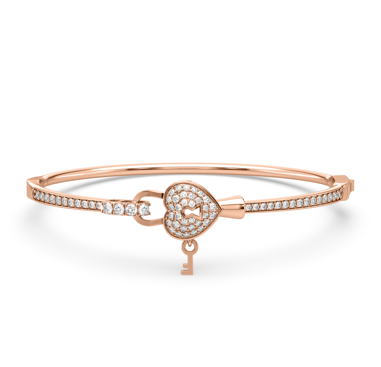 Luna Heart LocknKey Diamond Bangle