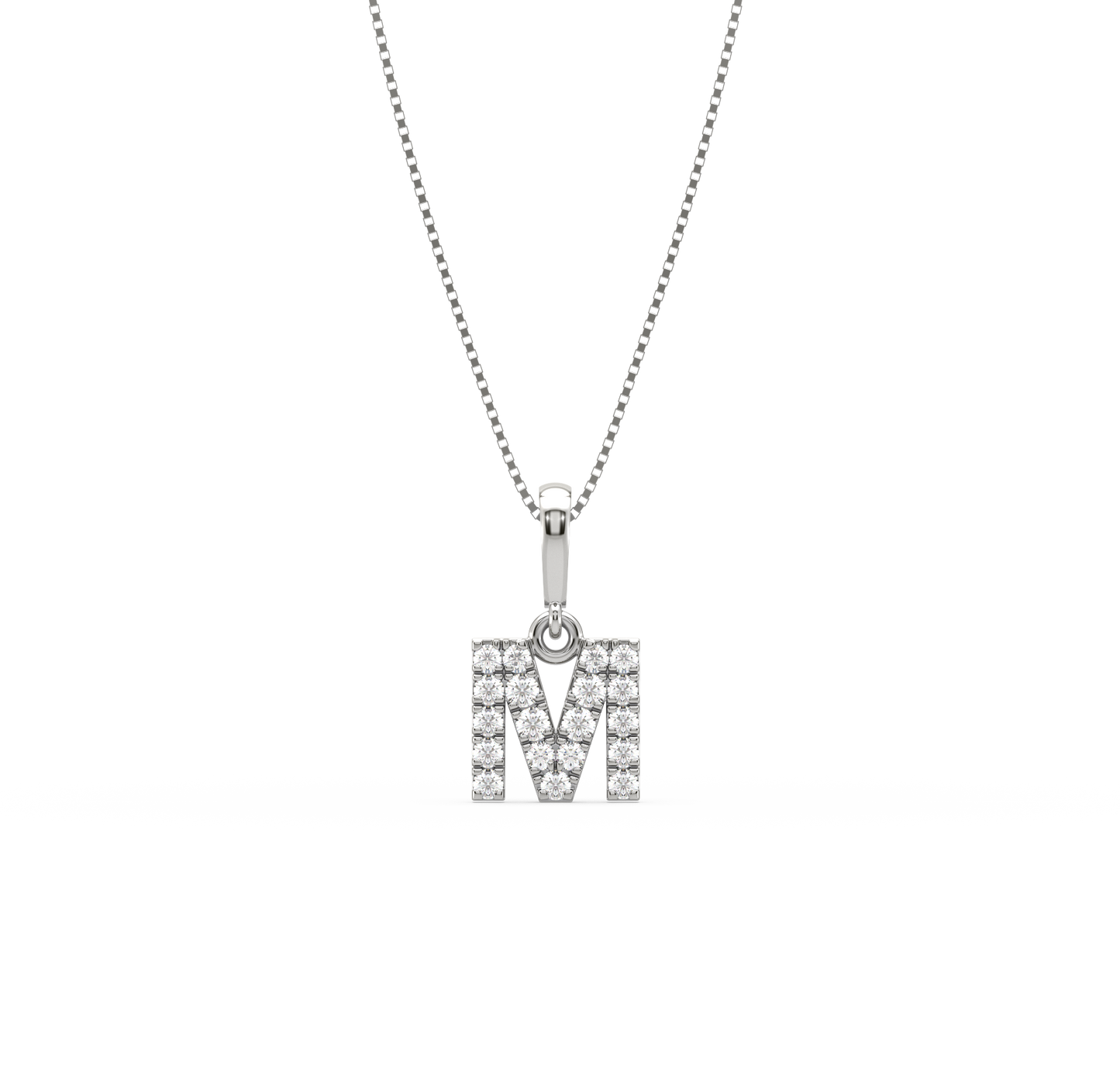 M Alphabet Diamond Pendant